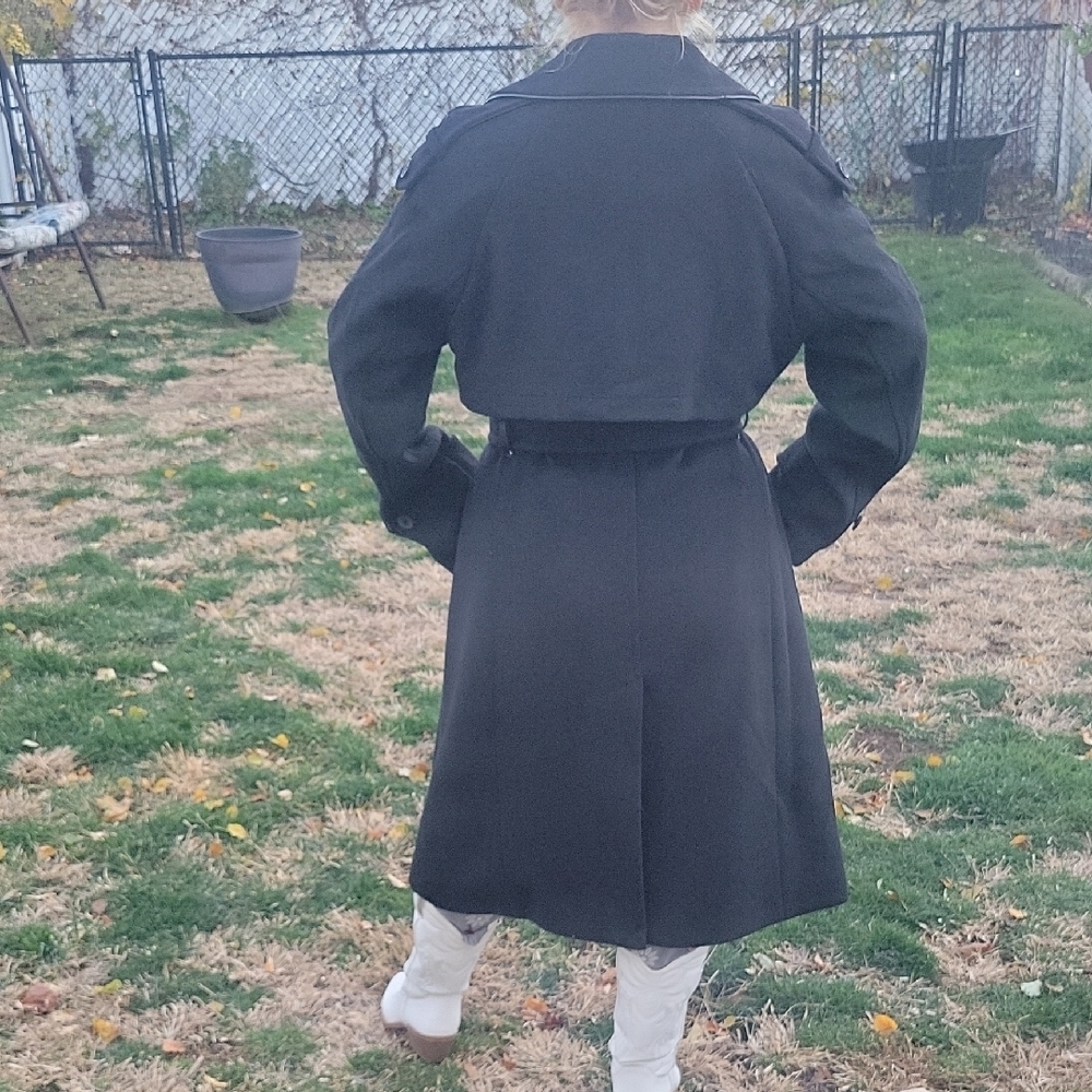 NWOT DKNY Wool Bland Elegant Black Classic Coat Oversized - Picture 2 of 7